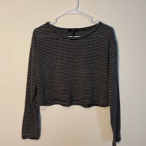 Navy striped heather crop tee